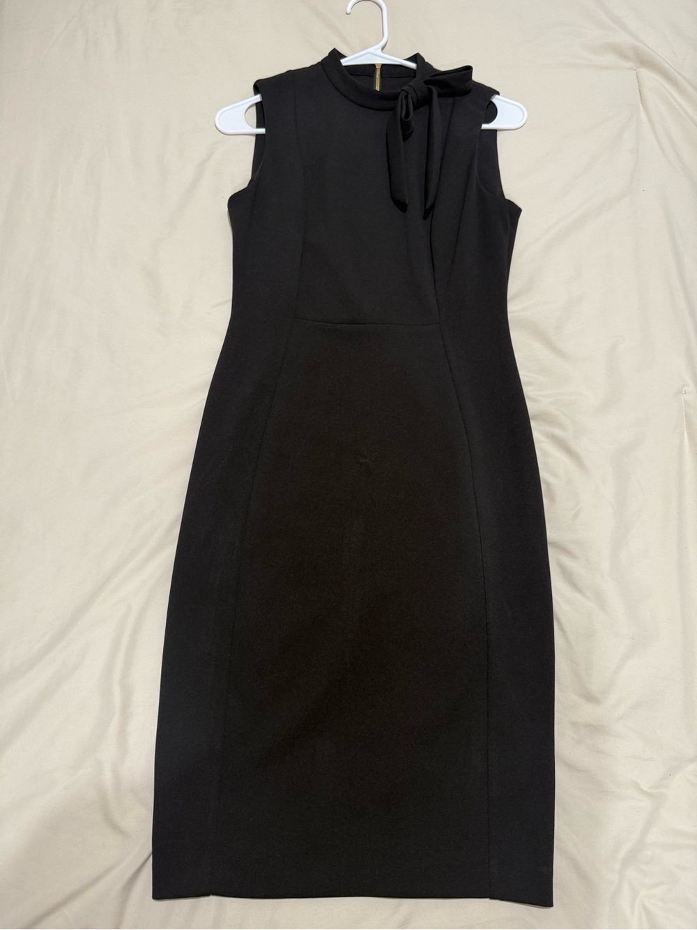 Calvin Klein Black Sleeveless Midi Dress with Neck Tie